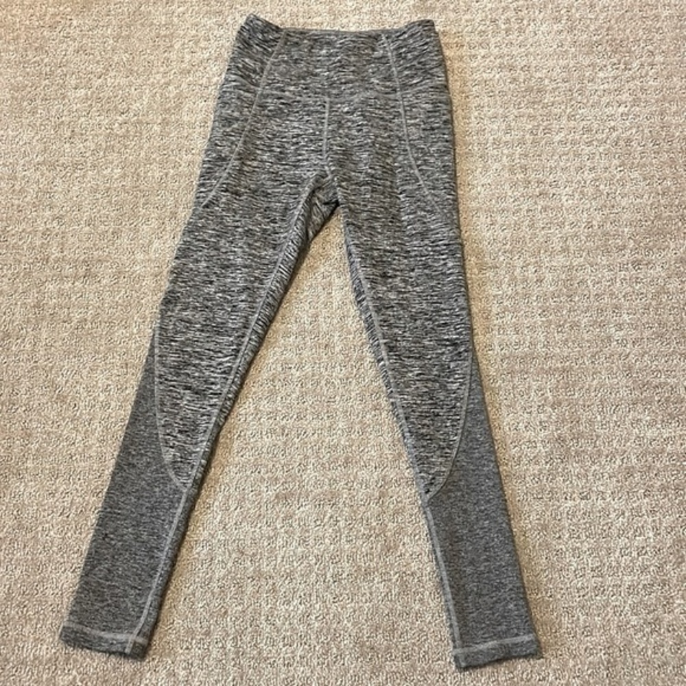 CALIA Heather Gray High Waist Ribbed Detail Athletic Leggings